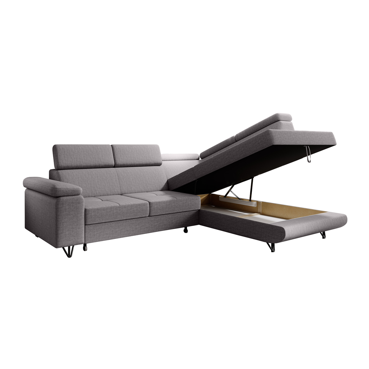 Canapea extensibilă POREC, gri deschis, pe dreapta, 250x183x76 cm Kondela
