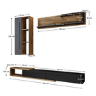 Ansamblu living KALVADOS 2, stejar Tacho/antracit, cu masă TV și raft, 210 cm Kondela