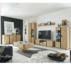 Perete living, stejar artizan / negru, KANODE Kondela