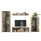Perete living, stejar artizan / negru, KANODE Kondela