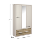 Dulap cu oglindă DOUAI, cașmir/stejar evoke, 127x50.5x210.5 cm Kondela