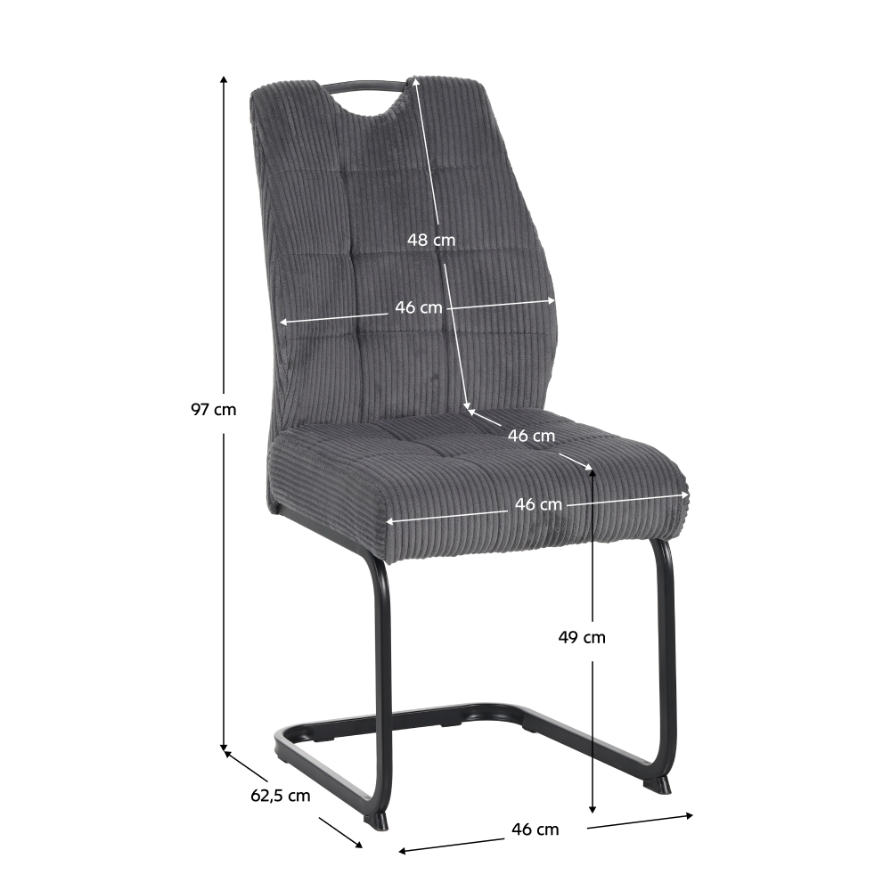 Scaun pentru sufragerie FOLIGNO, gri/negru, 46x62.5x97 cm Kondela