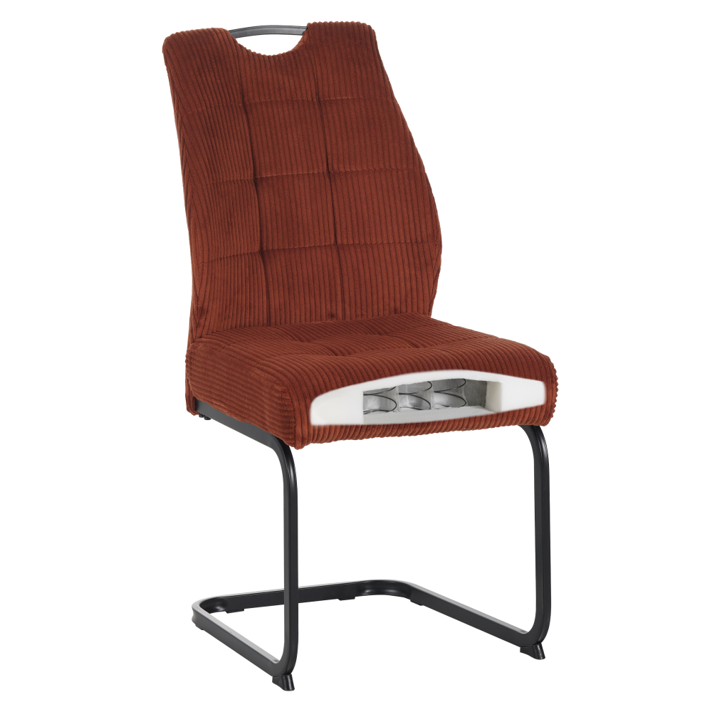 Scaun pentru sufragerie FOLIGNO, teracota/negru, 46x62.5x97 cm Kondela