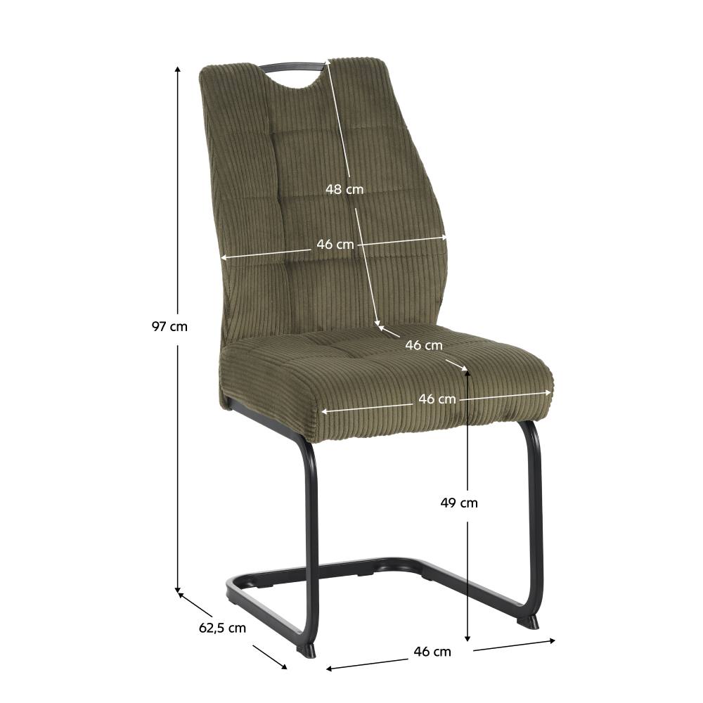Scaun pentru sufragerie FOLIGNO, verde/neagră, 46x62.5x97 cm Kondela