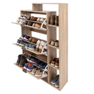 Pantofar basculabil cu trei rânduri cu oglindă PALAMOS TIP 2, stejar sonoma, 80x24x130 cm Kondela