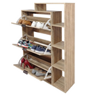 Pantofar basculabil cu trei rânduri cu oglindă PALAMOS TIP 2, stejar sonoma, 80x24x130 cm Kondela