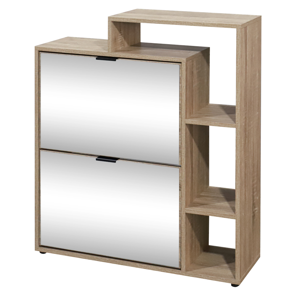 Pantofar basculant cu oglindă PALAMOS TIP 1, stejar sonoma, 80x24x93 cm Kondela