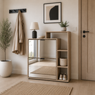 Pantofar basculant cu oglindă PALAMOS TIP 1, stejar sonoma, 80x24x93 cm Kondela
