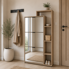 Pantofar basculabil cu trei rânduri cu oglindă PALAMOS TIP 2, stejar sonoma, 80x24x130 cm Kondela