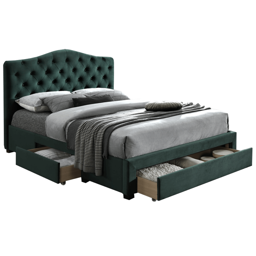 Pat PROVINS, catifea Velvet smarald, 180x200, 190x213.5x126.5 cm Kondela