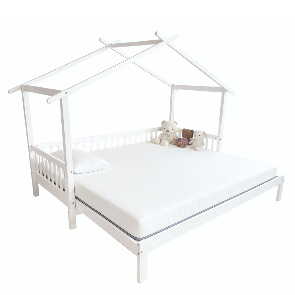 Pat Montessori cu pat suplimentar, alb, 90x200, KESIO Kondela