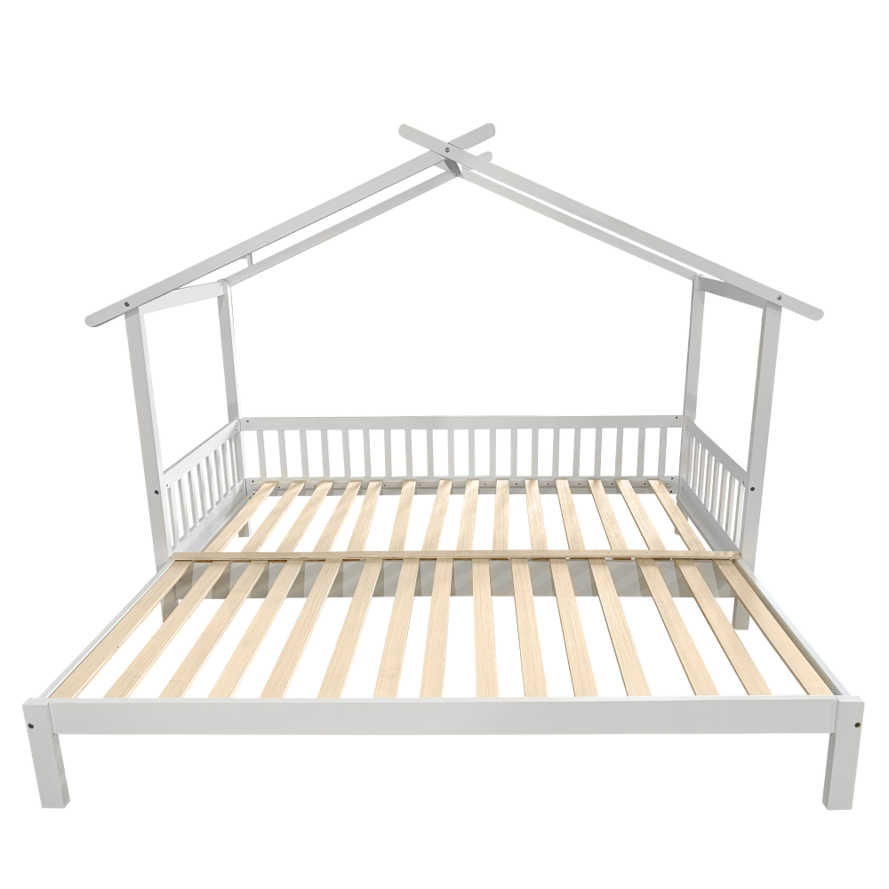 Pat Montessori cu pat suplimentar, alb, 90x200, KESIO Kondela