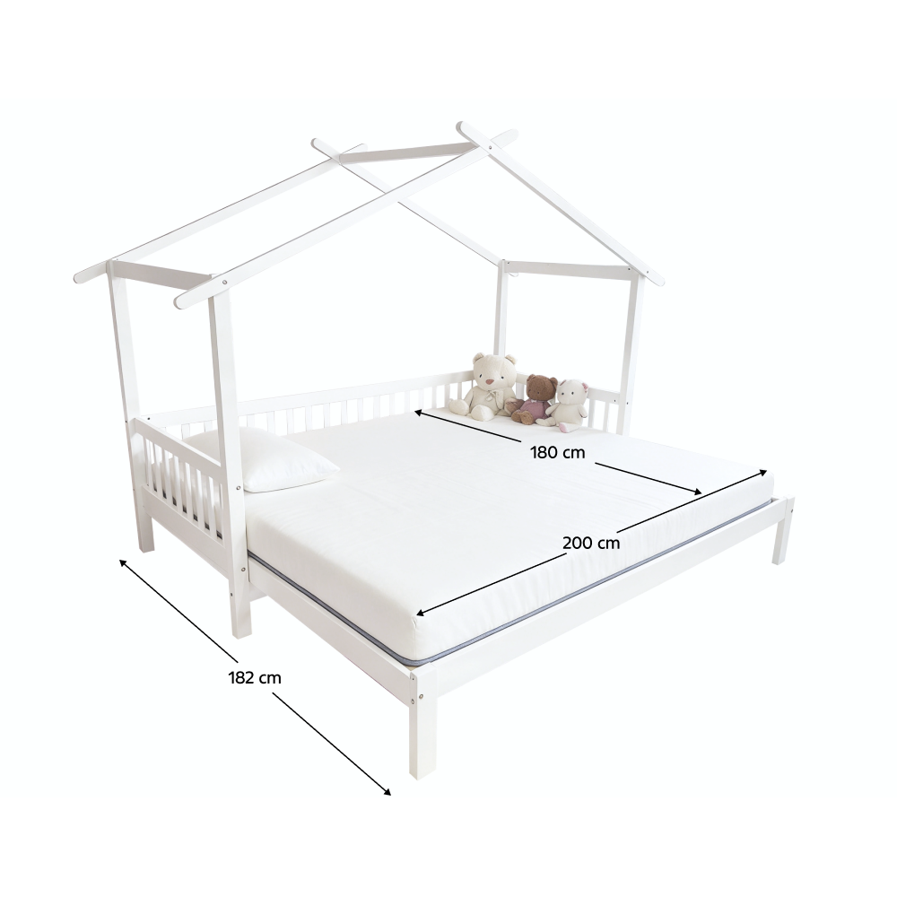 Pat Montessori cu pat suplimentar, alb, 90x200, KESIO Kondela
