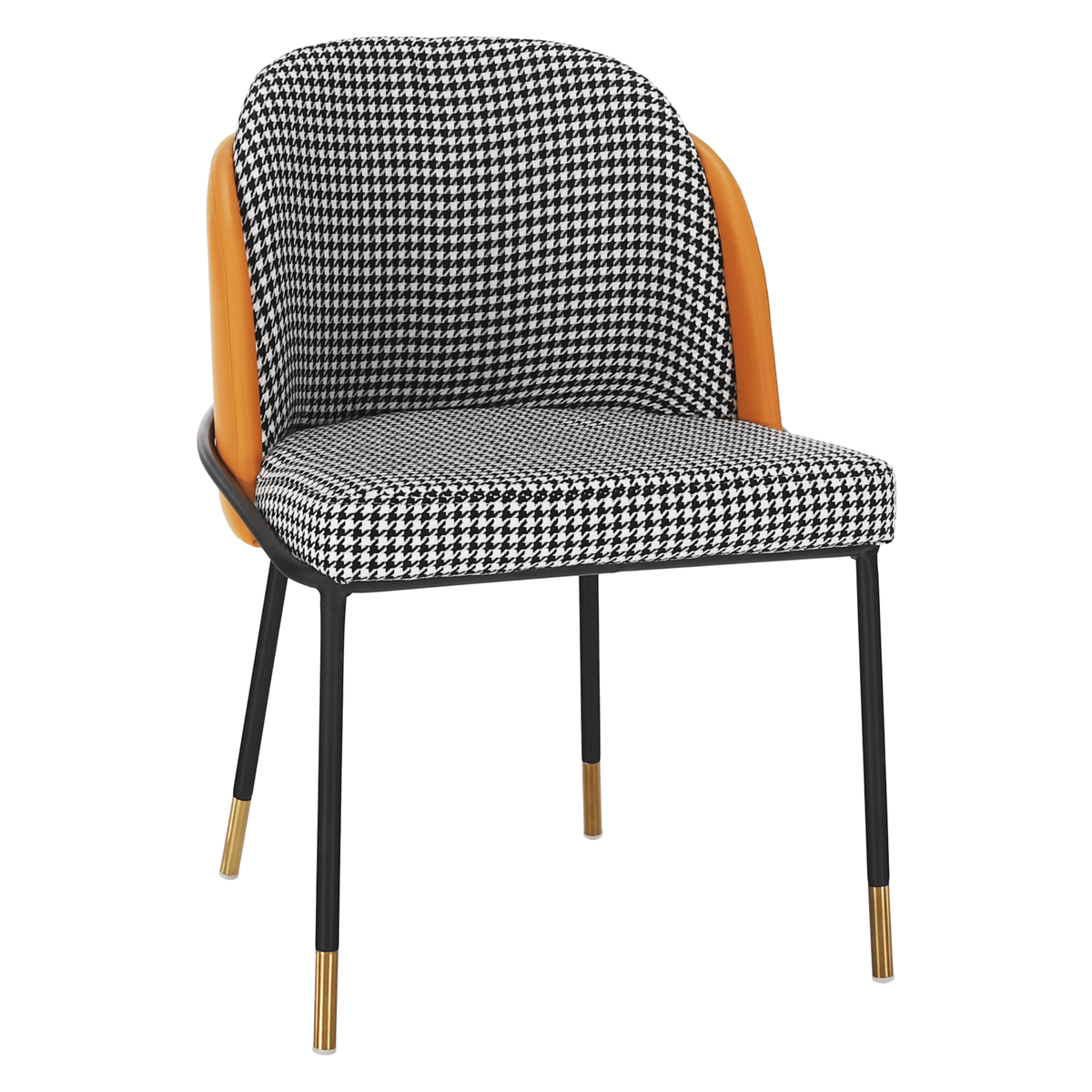 Scaun de luat masa, alb-negru / piele ecologică camel, 54x56x78 cm Kondela