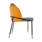 Scaun de luat masa, alb-negru / piele ecologică camel, 54x56x78 cm Kondela