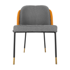 Scaun de luat masa, alb-negru / piele ecologică camel, 54x56x78 cm Kondela