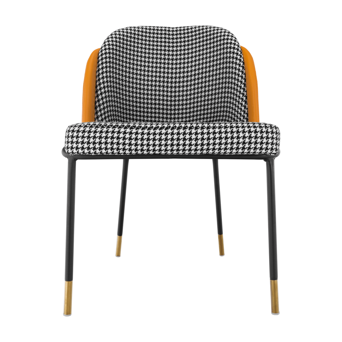 Scaun de luat masa, alb-negru / piele ecologică camel, 54x56x78 cm Kondela