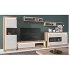 Comodă LEONARDO LYOK02, stejar riviera/alb, cu iluminare LED, 158 cm Kondela