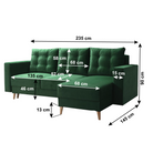 Canapea extensibilă ELCHE, verde, pe dreapta, 235x145x90 cm Kondela