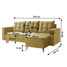 Canapea extensibilă ELCHE, galben, pe dreapta, 235x145x90 cm Kondela
