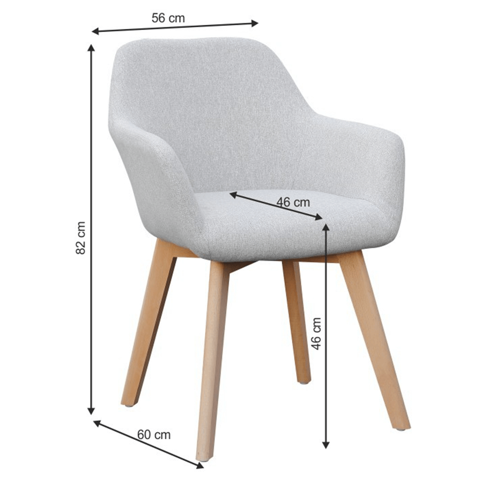 Fotoliu de design POMPEI, gri deschis/fag, țesătură/lemn, 56x60x82 cm Kondela