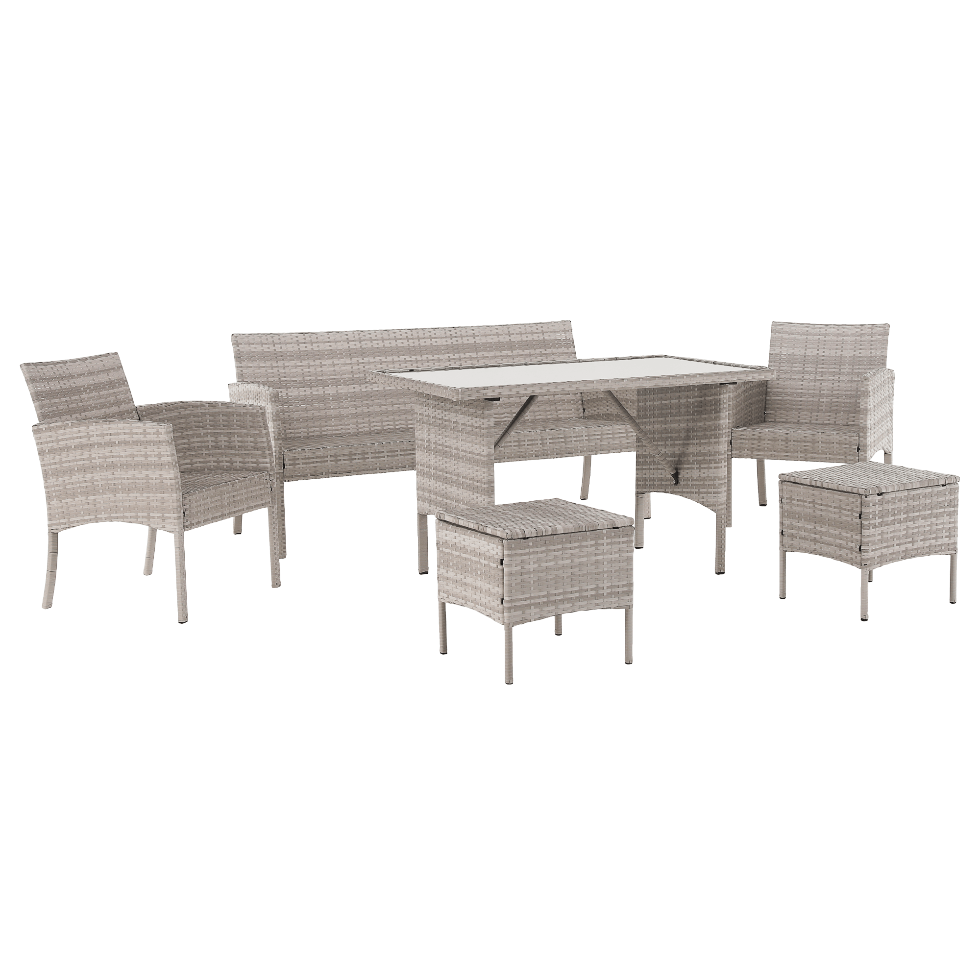 Set de grădină din ratan, gri deschis, LALEN Kondela