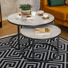 Măsuțe de cafea TOURNUS, set de 2, marmură albă/negru Kondela