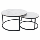 Măsuțe de cafea TOURNUS, set de 2, marmură albă/negru Kondela