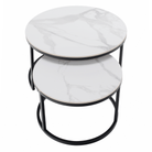 Măsuțe de cafea TOURNUS, set de 2, marmură albă/negru Kondela