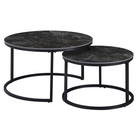 Măsuțe de cafea TOURNUS, set de 2, marmură negru/oțel negru Kondela