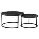 Măsuțe de cafea TOURNUS, set de 2, marmură negru/oțel negru Kondela