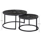 Măsuțe de cafea TOURNUS, set de 2, marmură negru/oțel negru Kondela