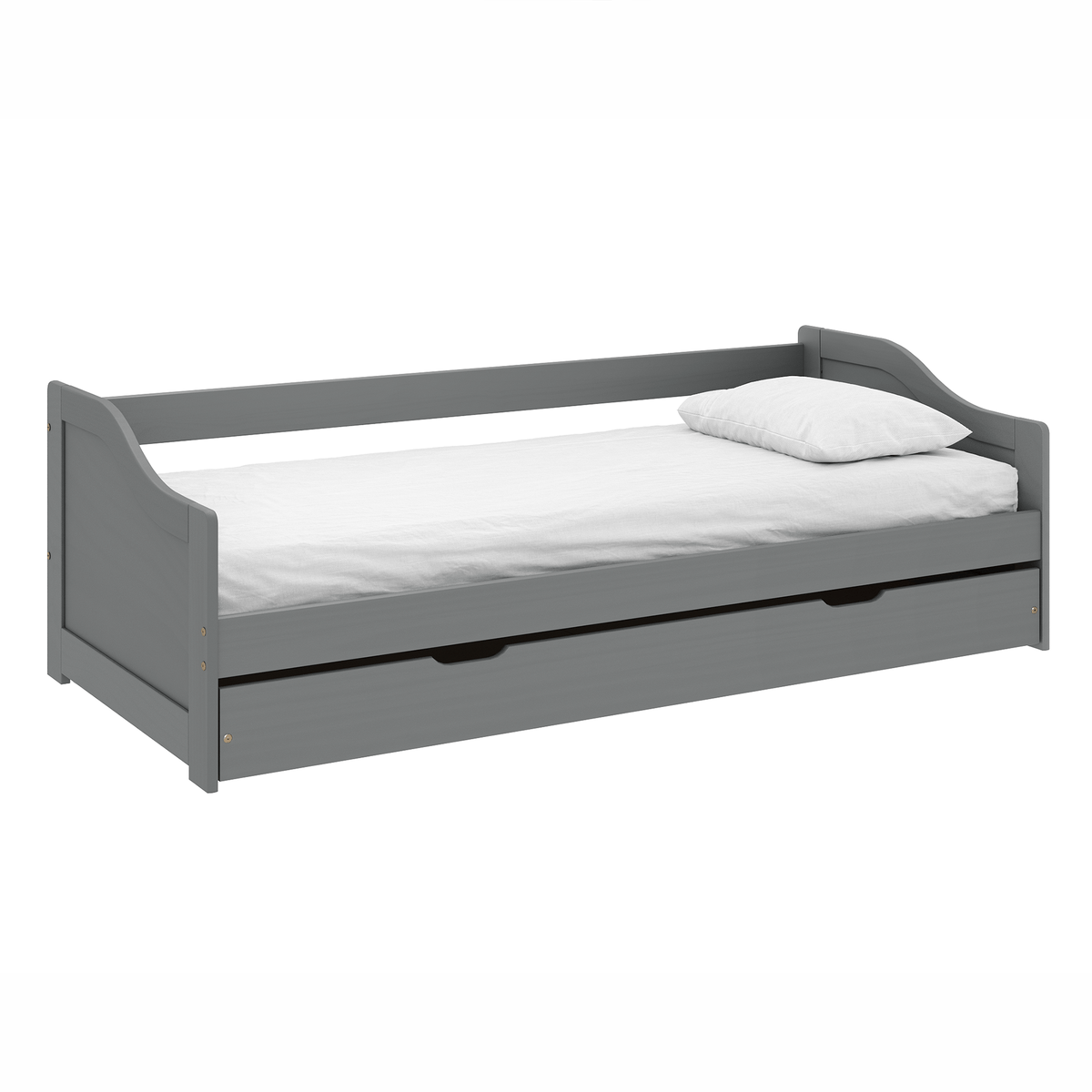 Pat cu pat suplimentar extensibil VALENCE, gri, lemn masiv, 90x200, 208x97x64 cm Kondela