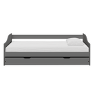 Pat cu pat suplimentar extensibil VALENCE, gri, lemn masiv, 90x200, 208x97x64 cm Kondela