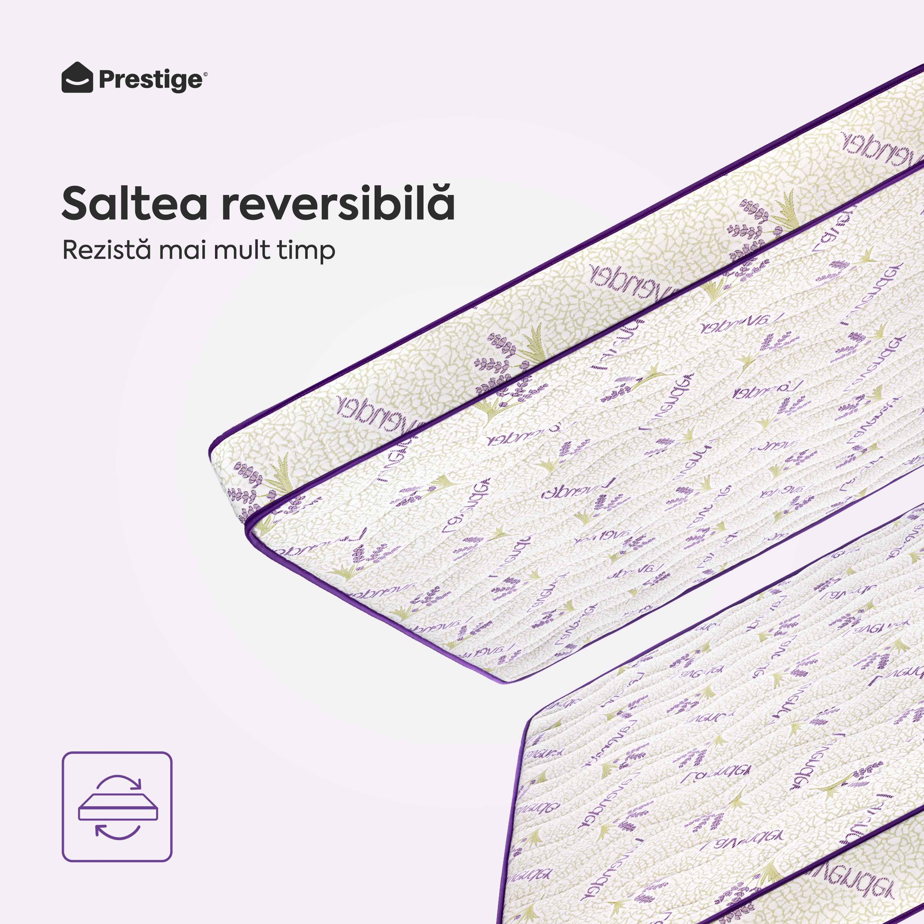 Saltea LAVENDER AIR-FRESH, spumă poliuretanică, reversibilă, hipoalergenică, super ortopedică, Grosime 19 cm  - Prestige Home