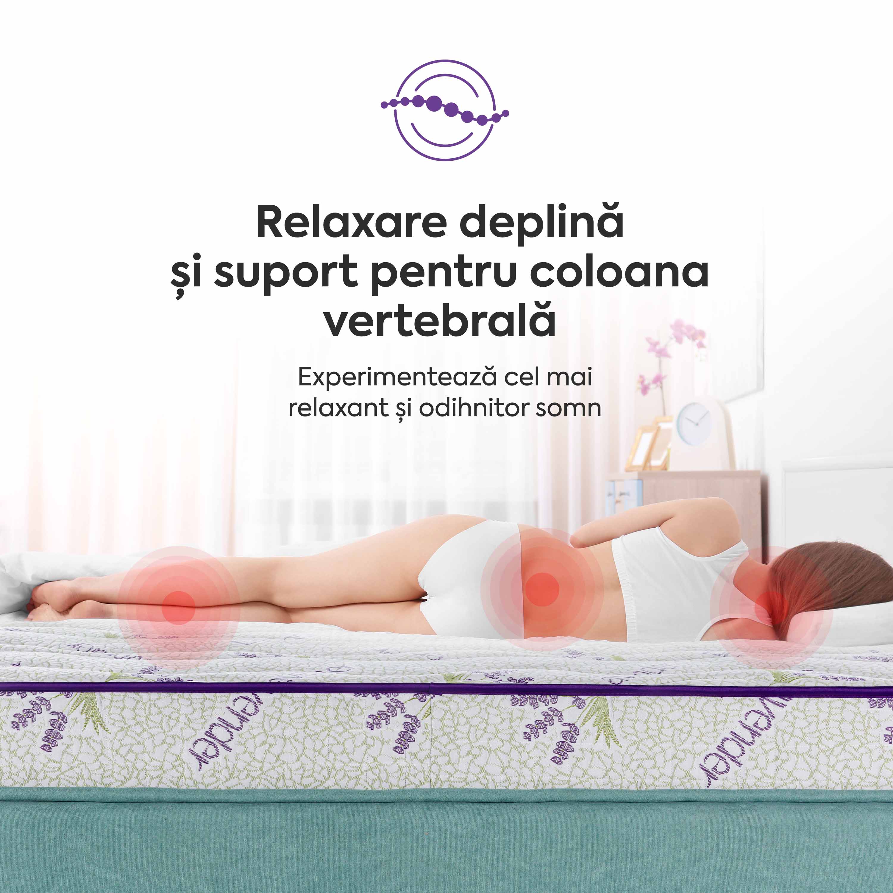 Saltea LAVENDER AIR-FRESH, spumă poliuretanică, reversibilă, hipoalergenică, super ortopedică, Grosime 19 cm  - Prestige Home