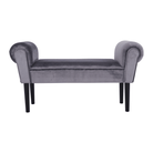 Bancă LINDOS, catifea Velvet, gri/negru, catifea Velvet/lemn, 100x30x56 cm Kondela