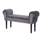 Bancă LINDOS, catifea Velvet, gri/negru, catifea Velvet/lemn, 100x30x56 cm Kondela