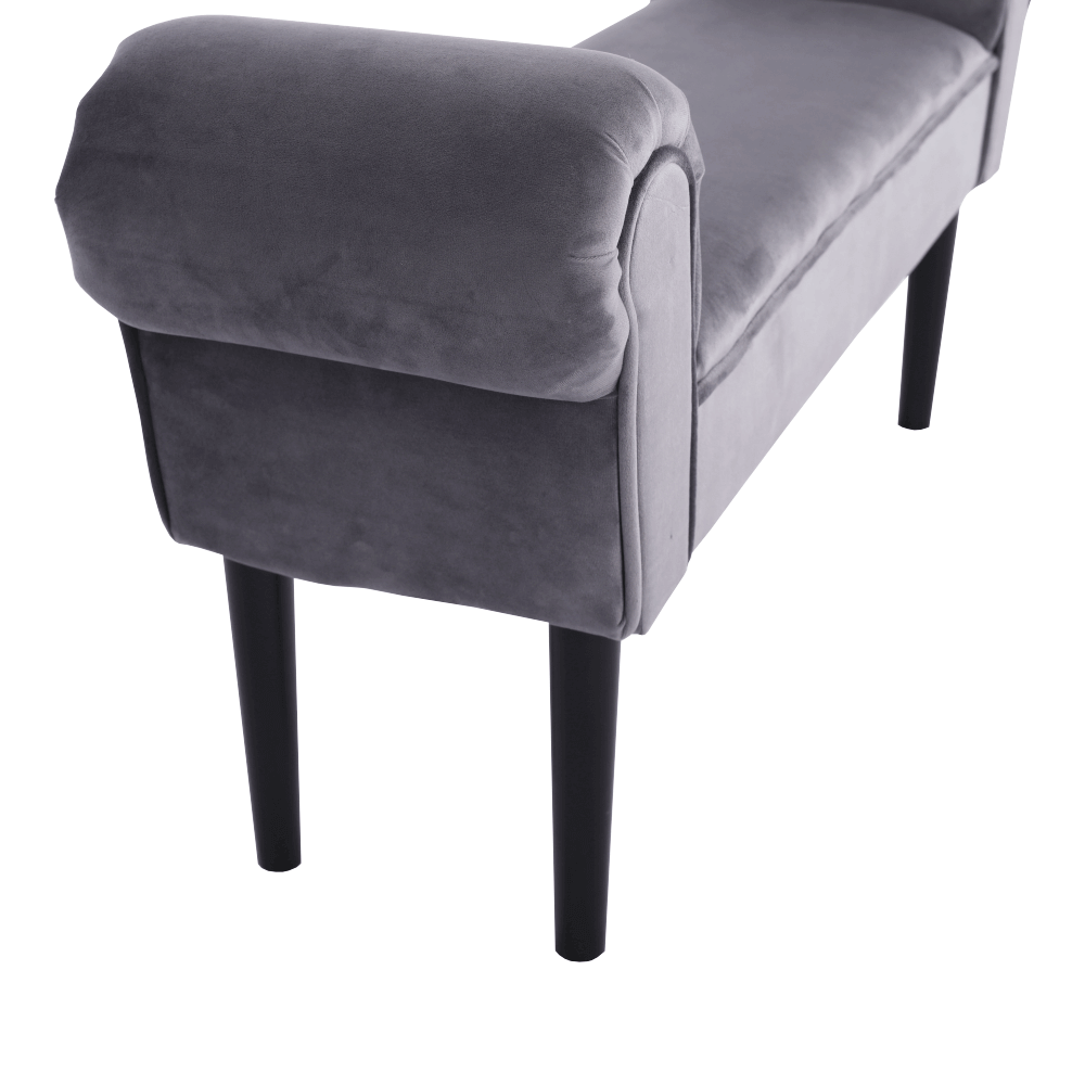 Bancă LINDOS, catifea Velvet, gri/negru, catifea Velvet/lemn, 100x30x56 cm Kondela