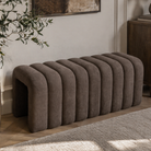 Bancă de design ORTONA, țesătură maro, 95x40x42 cm Kondela