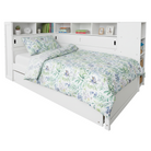 Pat multifuncțional LENDON, alb, 90x200 cm, cu rafturi și pat suplimentar Kondela