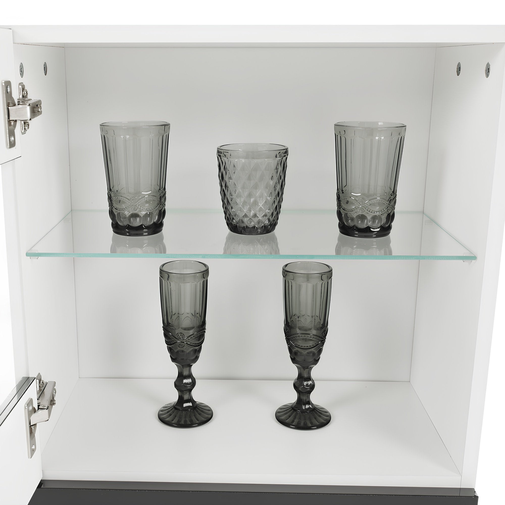 Mobilier living VINAROS, alb/extra strălucire neagră Kondela