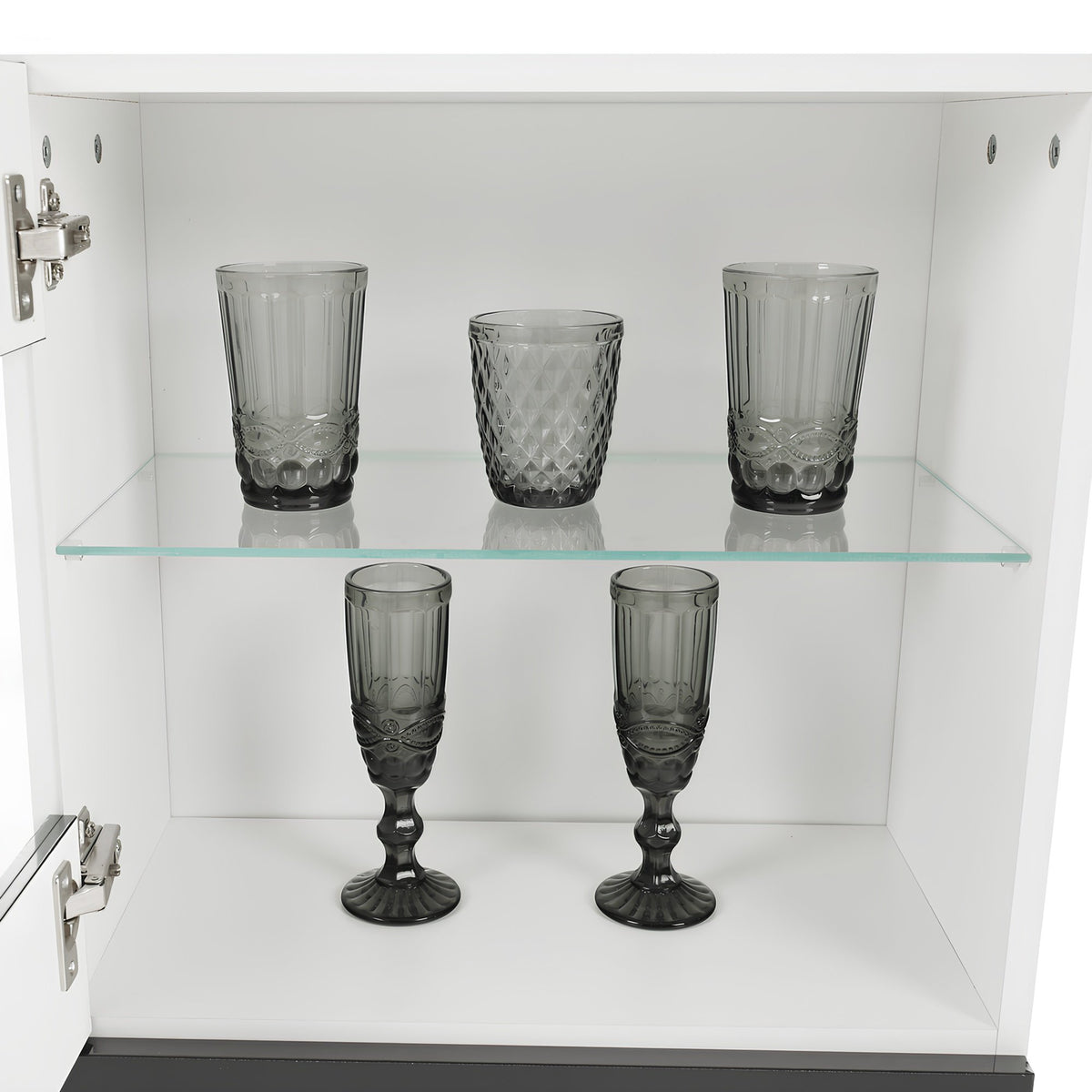 Mobilier living, alb/extra strălucire neagră HG, LEO Kondela