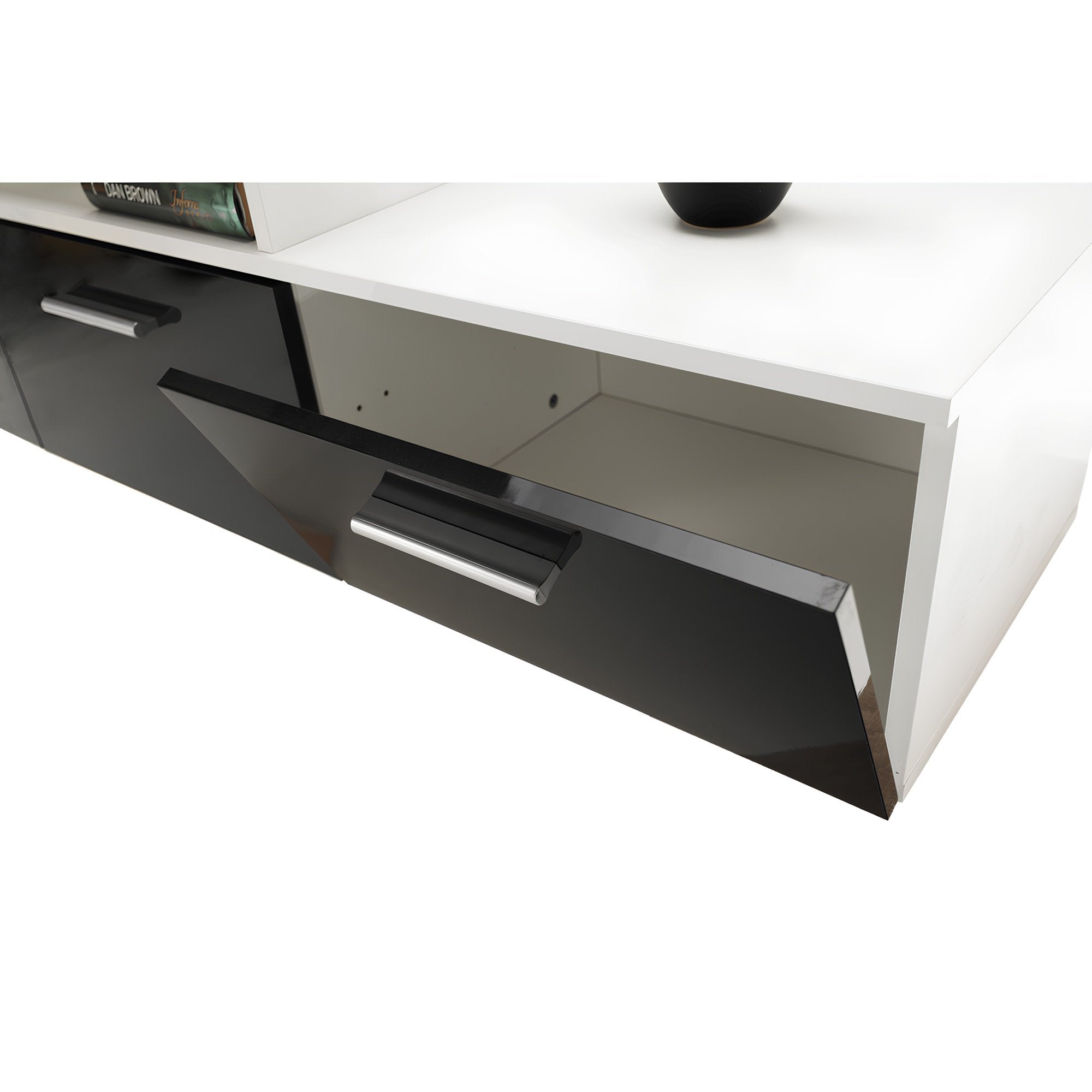 Mobilier living VINAROS, alb/extra strălucire neagră Kondela