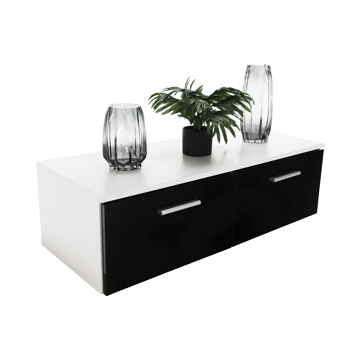 Mobilier living, alb/extra strălucire neagră HG, LEO Kondela