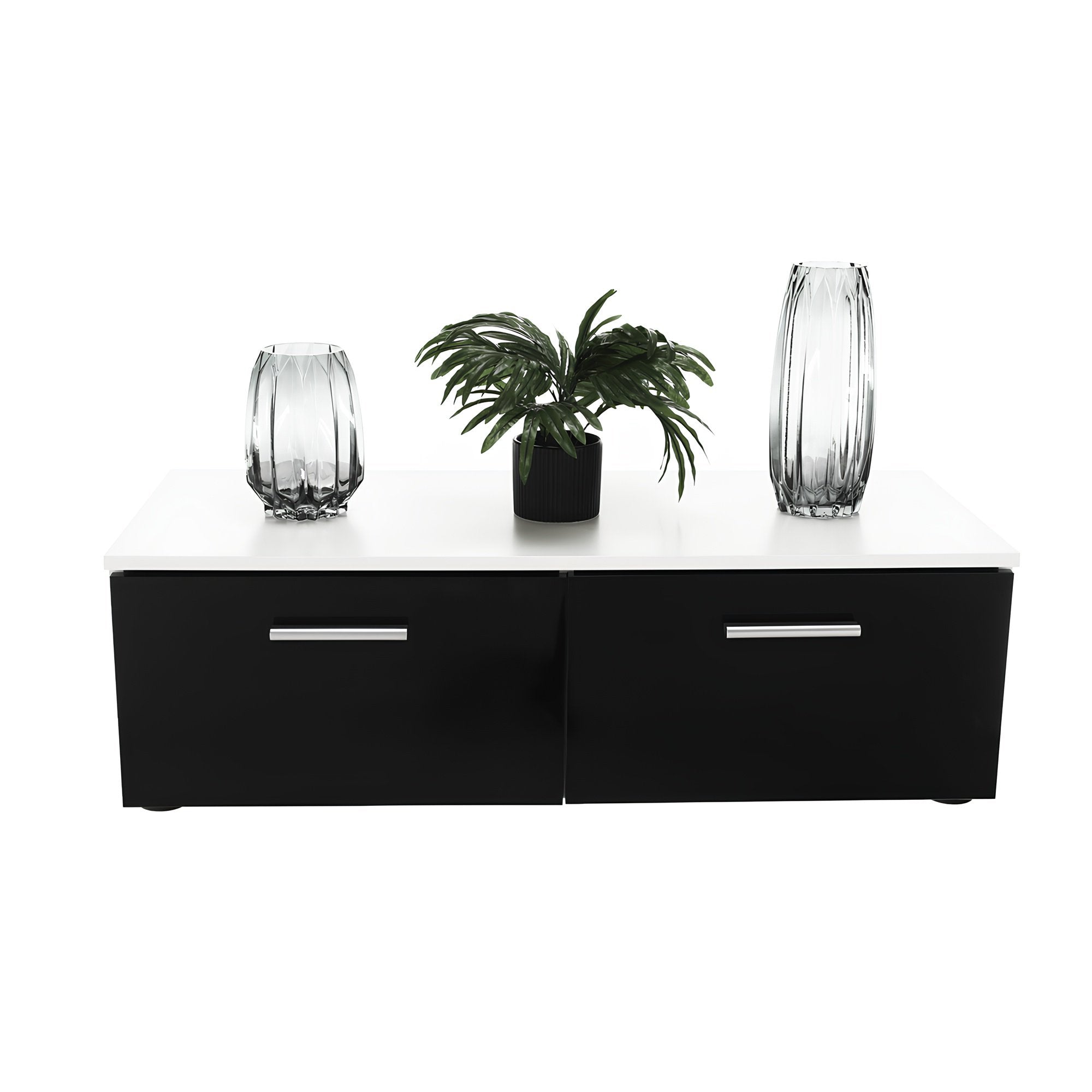 Mobilier living VINAROS, alb/extra strălucire neagră Kondela