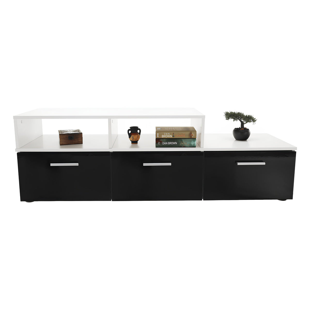Mobilier living, alb/extra strălucire neagră HG, LEO Kondela