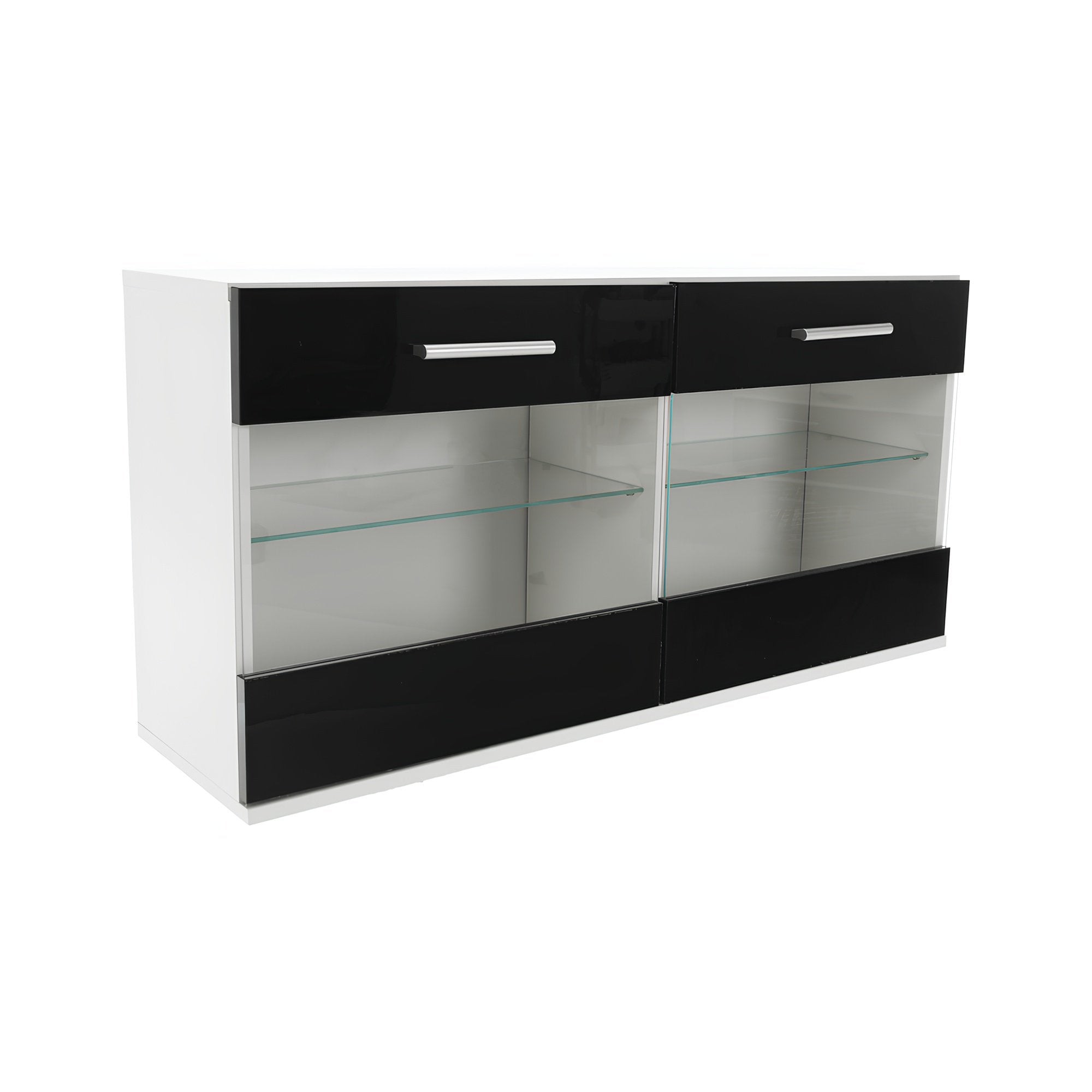 Mobilier living VINAROS, alb/extra strălucire neagră Kondela