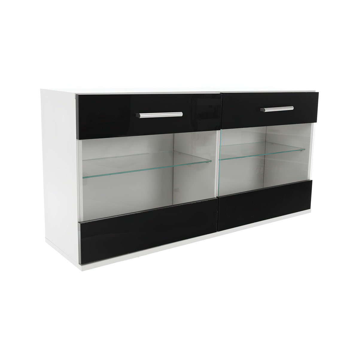 Mobilier living, alb/extra strălucire neagră HG, LEO Kondela