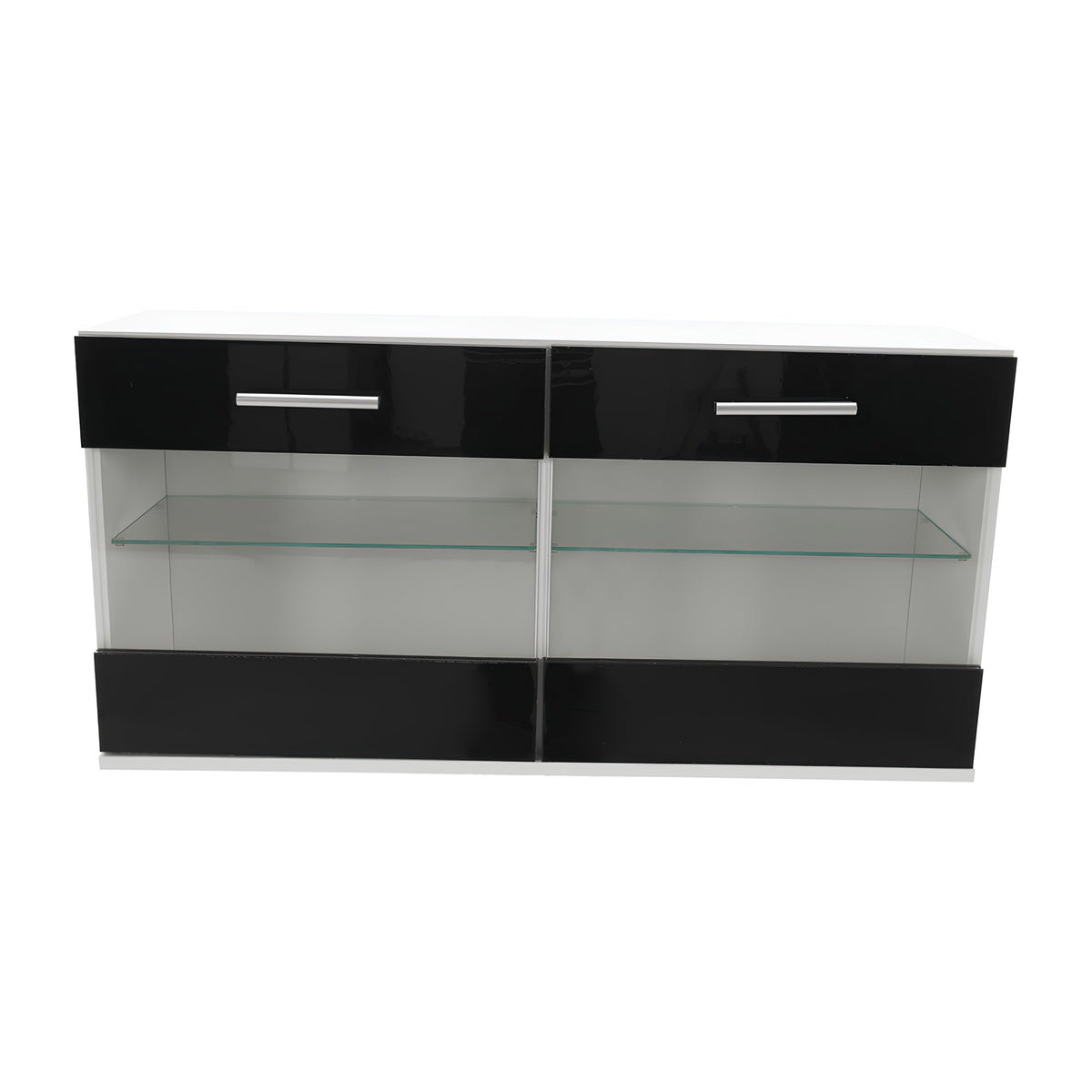 Mobilier living, alb/extra strălucire neagră HG, LEO Kondela
